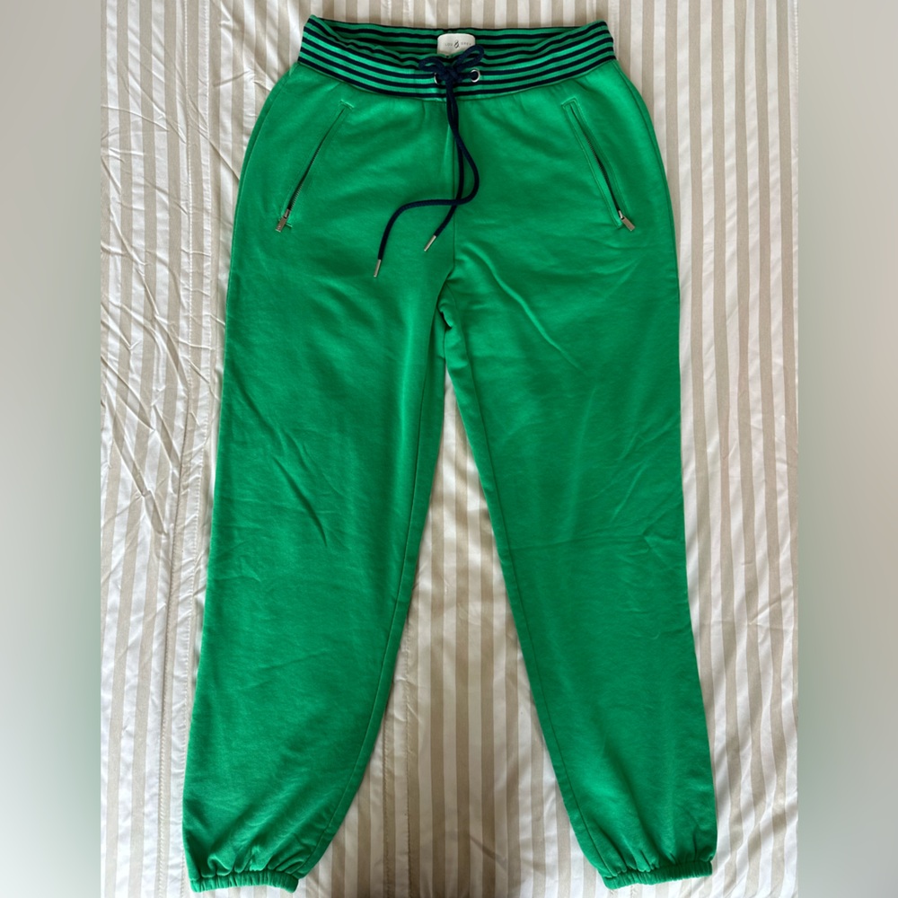 Lou & Grey Green and Navy Striped Joggers